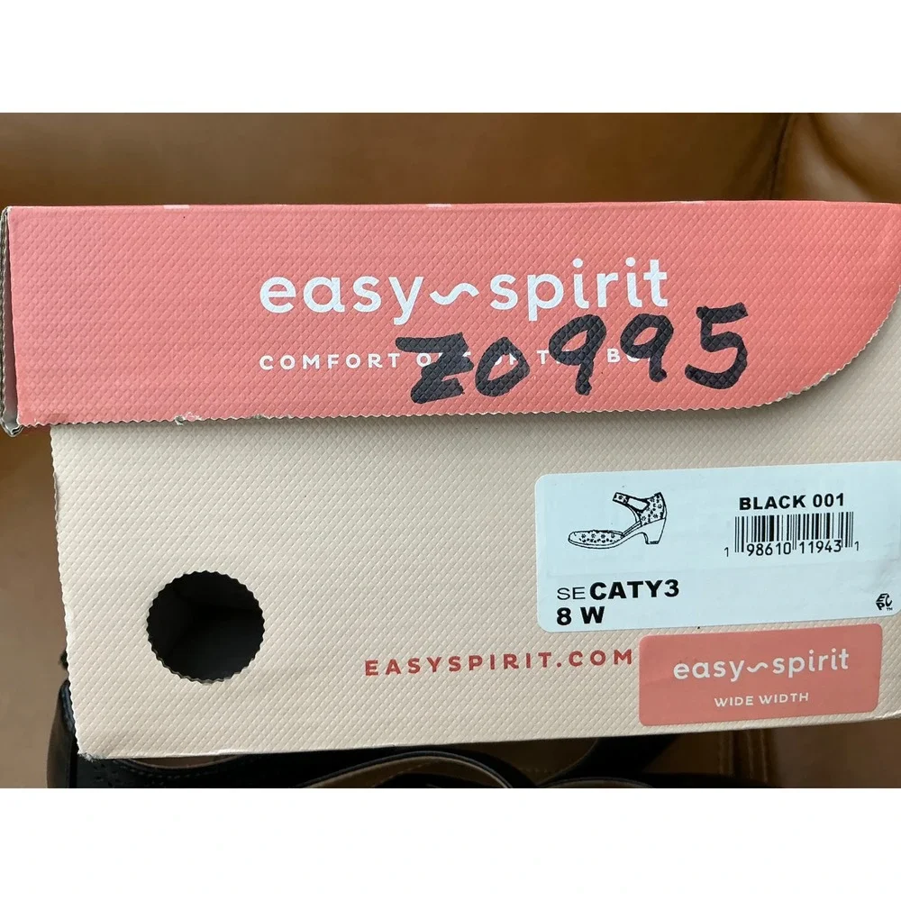 Easy Spirit Caty3 Pumps Womens 8W Black Laser Cut Mary Jane Heels